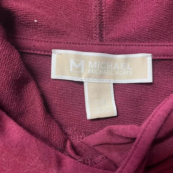 Michael Kors Merlot Cropped Oversized Hoodie - Picture 5 of 10